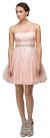 Sparkling Jewels Bodice Short Homecoming Party Dress in Blush
